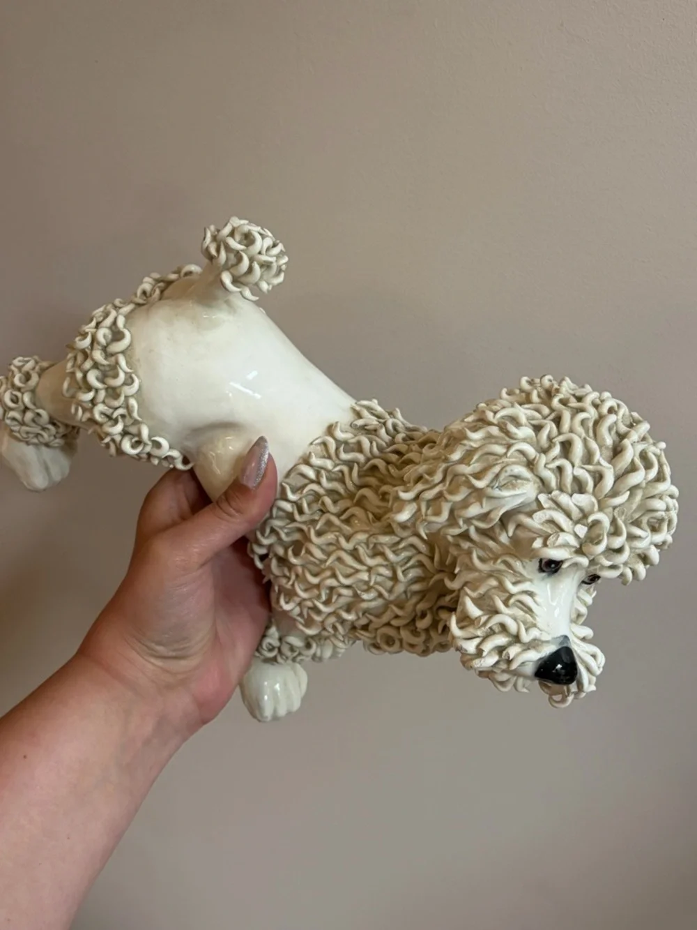 Vintage Italian Handmade Hollywood Regency Spaghetti Poodle Dog Sculpture Statue